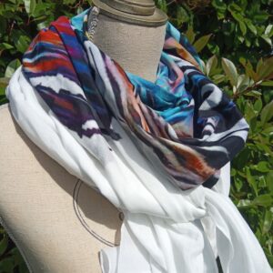 Borvoni - Modèle Crépuscule - Porté mannequin - Foulard du Bourbonnais en Coton