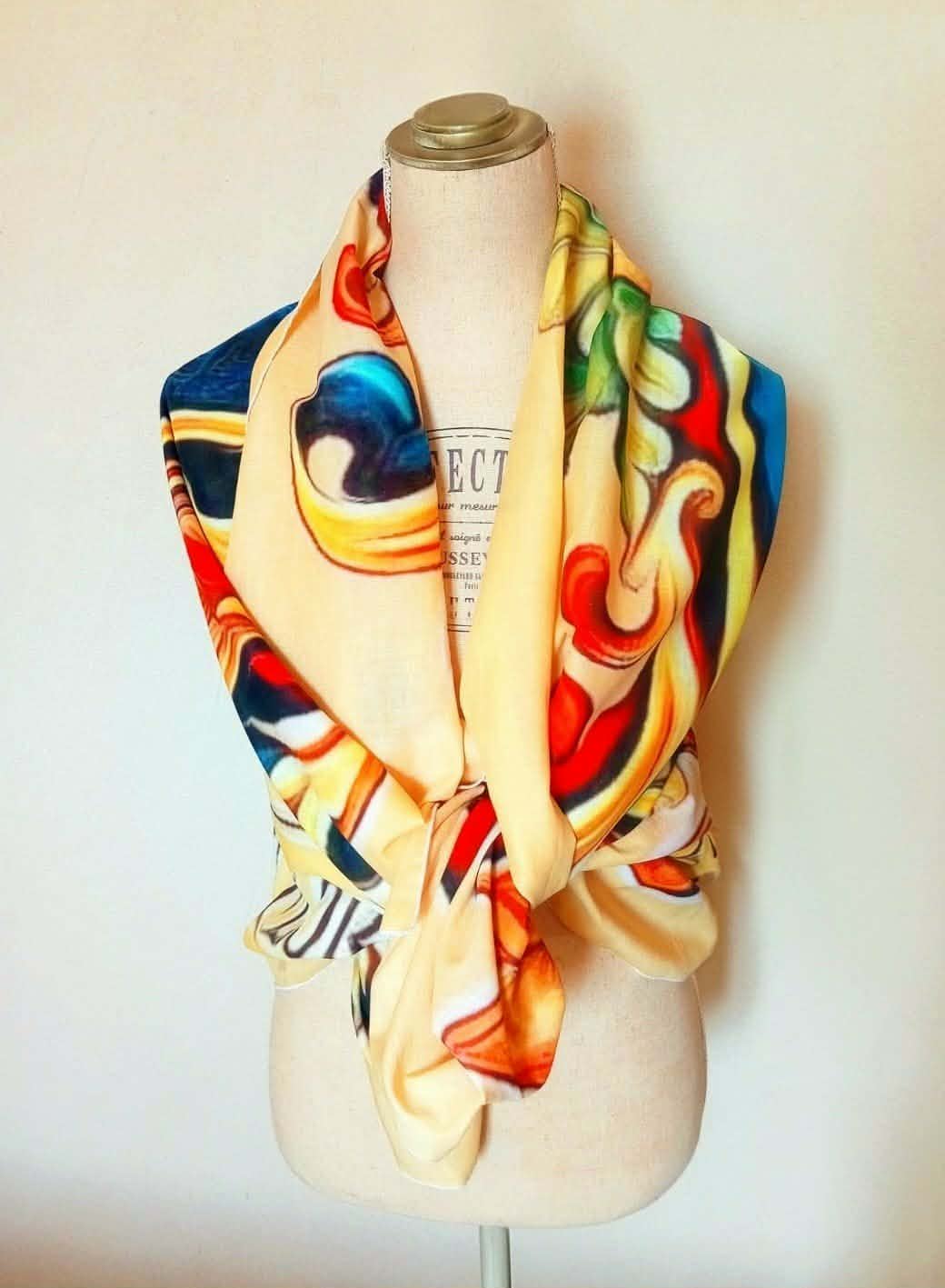 Borvoni - Modèle Source - Porté mannequin - Foulard du Bourbonnais en Coton