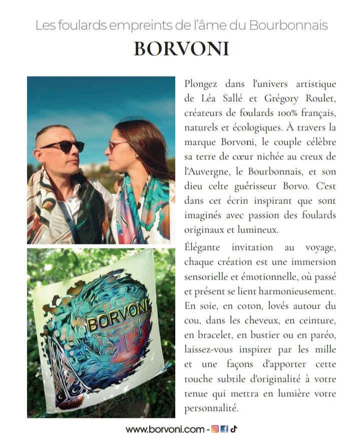 Borvoni article Gala 9 octobre 2025
Les foulards du bourbonnais soie et coton