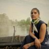 Foulard Borvoni Foulards du Bourbonnais Tournage sur la rivière de l'Allier Modèle Aurore Soie 90 cm