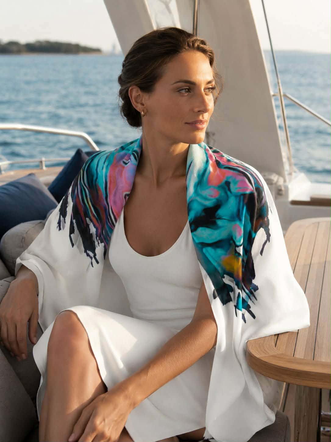 Borvoni - Les foulards du Bourbonnais. Modèle Crépuscule 90x90 cm Borvoni - Les foulards du Bourbonnais. Modèle Crépuscule 90x90 cm