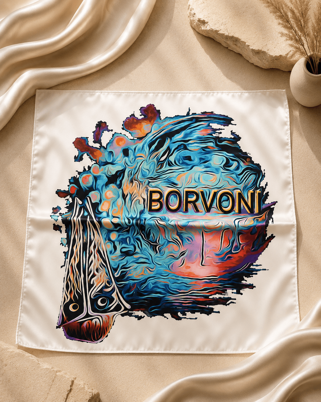 Borvoni - Les foulards du Bourbonnais. Modèle Crépuscule