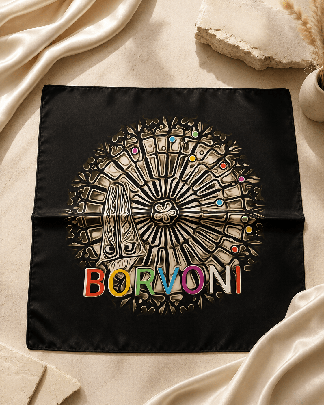 Borvoni - Les foulards du Bourbonnais. Modèle Ombre
